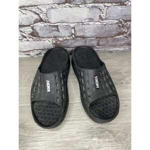 Hoka One One Ora Recovery Black Rubber Slides Foam Sandals Women Sz 10M US/41EU